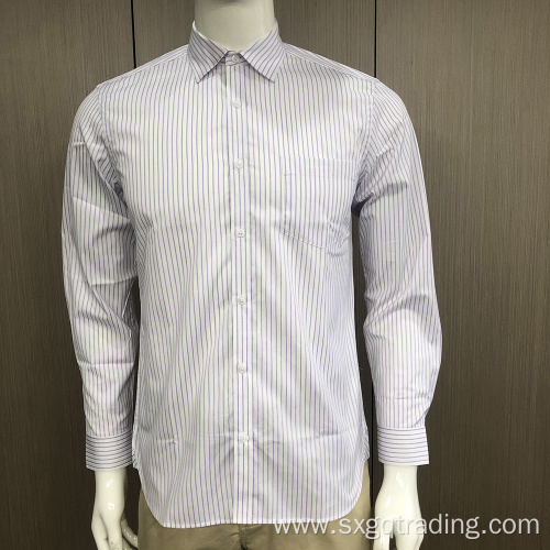 Male stripe long sleeve stand-up collar shirt